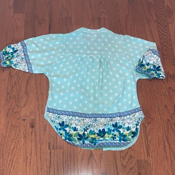 FIG & FLOWER M Anthropologie Floral Print Boho Blouse Top - Picture 9 of 10